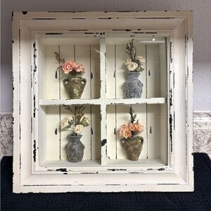 Vintage Shabby Chic Roses Shadowbox: Farmhouse Cottage Floral Wall Art